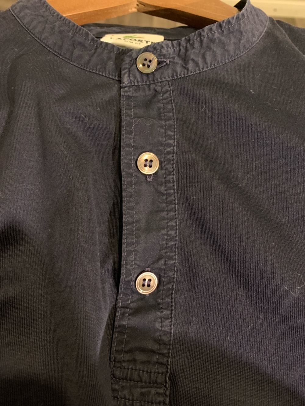 Lacoste Men’s Long-Sleeve Henley Shirt - Dark Navy - Picture 5 of 6
